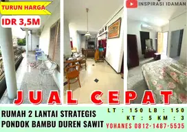 Jual Cepat Rumah 2 Lantai Lokasi Strategis Pondok Bambu Duren Sawit