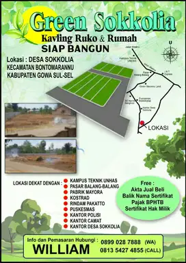 DIJUAL TANAH KAVLING STRATEGIS GREEN SOKKOLIA GOWA MAKASSAR