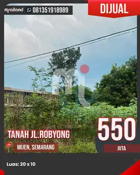 Dijual Tanah Lahan di Jl. Robyong, Mijen Semarang