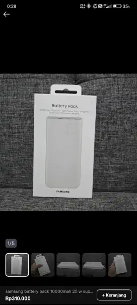 Battery Pack Powerbank Samsung 10.000mAh fast charging 25 Watt