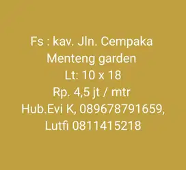 Di Jual Murah Kavling Menteng Garden, Tanjung Bunga