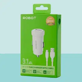 Charger Mobil Robot Dual Port USB-C USB-A Dual USB 3.1A + USB-C Cable