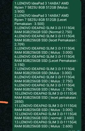 Dijual LENOVO IdeaPad 3 14ABA7 dan LENOVO IDEAPAD SLIM 3 i3-1115G4