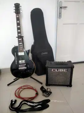 GITAR ELEKTRIK+AMPLIFIER ROLAND CUBE 10X-NEGO TIPIS