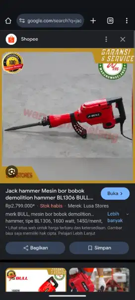 Dijual Jack hammer 6kg merk bull