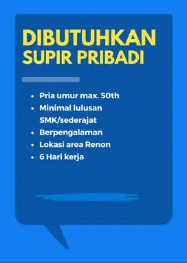 Dibutuhkan Supir PRIBADI