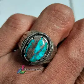 Batu Cincin Akik Permata Natural Turquoise Pirus Persia Motif