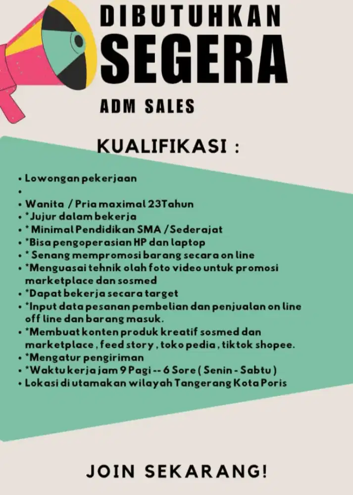 Administrasi Sales Dan Medsos dan marketplace dan gudang