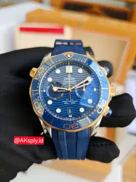 Omega seamaster chrono blue dial yellow gold