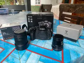 Lumix G85 fullset, lensa Lumix G 25mm, ttartisan 17mm