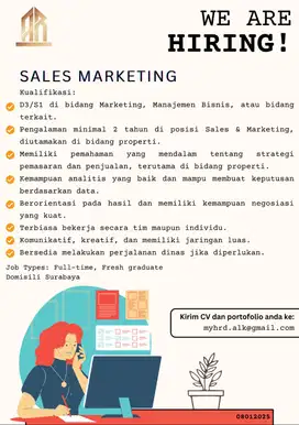 Dibutuhkan Segera Marketing Staff