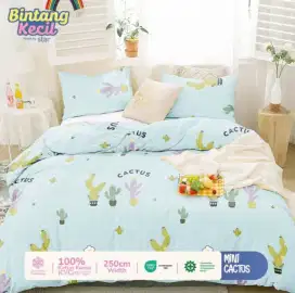 Seprei set katun dingin motif cactus