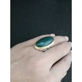 Cincin Perak Batu Akik Hijau Hirz Ayat Kursi