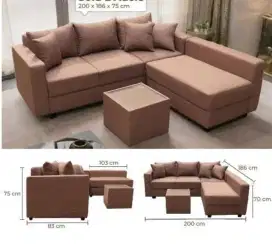 Sofa L putus ellegant satuset plus meja