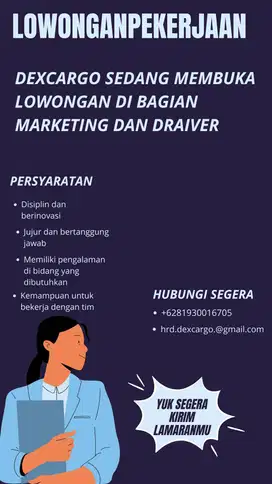 lowongan pekerjaan untuk Draiver & marketing