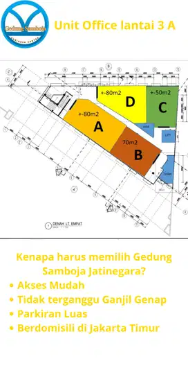 Disewakan kantor Luas mulai 50 m², lokasi strategis, Jatinegara