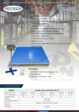 Timbangangan lantai 2000kg, printer dlp Barcode