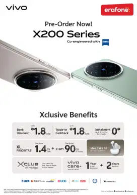 Pre-Order Vivo X200 Series + Xtra Benefits cukup dengan DP 500k