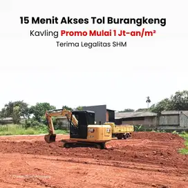 Kavling Dekat Akses Tol Burangkeng, Promo 1 Juta-an/m2, Free SHM