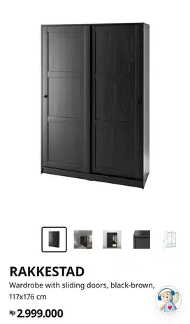 lemari ikea rakkestad hitam dua pintu bagus like new