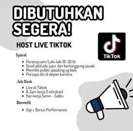 Dicari pegawai host live streaming shop