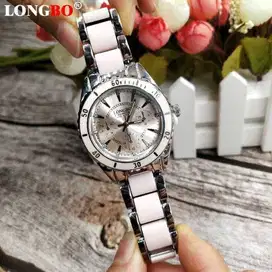 Jam tangan wanita cewek keramik edition ori longbo l80303 white analog