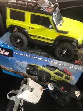 rc jimny rgt 1:10 full. udah include tambahan kamera dan kaca mata fpv