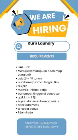 Dibutuhkan kurir laundry