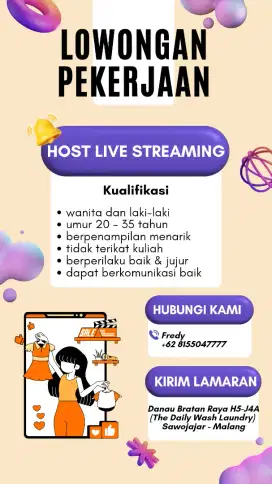 lowongan kerja :host live streaming