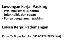 Dicari Karyawan Packing Pria