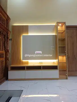 Backdrop TV Surabaya - Meja TV Gantung Minimalis Background TV Murah