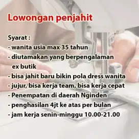 Lowongan penjahit dress wanita