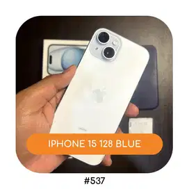 #537 Iphone 15 Blue 128 Ibox Garansi 24 June 2025 BH 89%