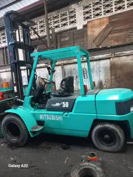 Forklift Mitsubishi 5 Ton,Tiang 5 Meter,S6S,Ban Double,Tahun 2002