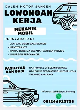 LOWONGAN KERJA MEKANIK MOBIL