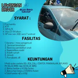 Lowongan kerja driver Bluebird pool Cimanggis Depok