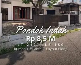 DIJUAL MURAH BANGUNAN 1,5 LANTAI, HUNIAN TENANG PONDOK INDAH