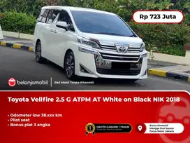 [LOW KM] Toyota Vellfire 2.5 G ATPM AT White on Black 2018/2019