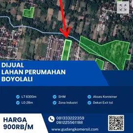 Dijual Cepat Lahan Zona Industri,Lokasi Boyolali,Luas 6300m2,Bu!