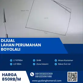 Dijual Cepat Lahan Zona Industri,Lokasi Boyolali,Luas 6700m2,Bu!