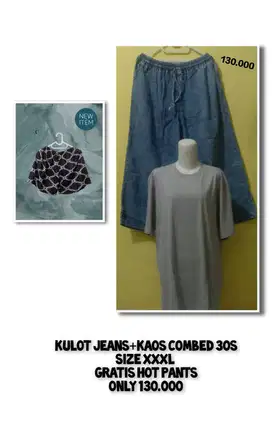 Stelan celana jeans kaos combed