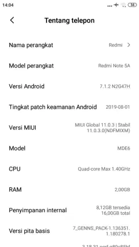 Note 5a ram 2/16gb 4G