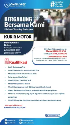 Dibutuhkan segera kurir paket