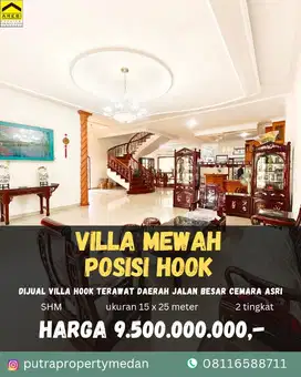 DIJUAL VILLA POSISI HOOK KOMPLEK CEMARA ASRI