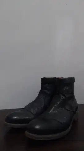 Sepatu Boot Formal Pria Mario Minardi original kulit asli hitam MM12