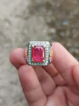 Cincin Batu Merah Ruby Keliling Berlian