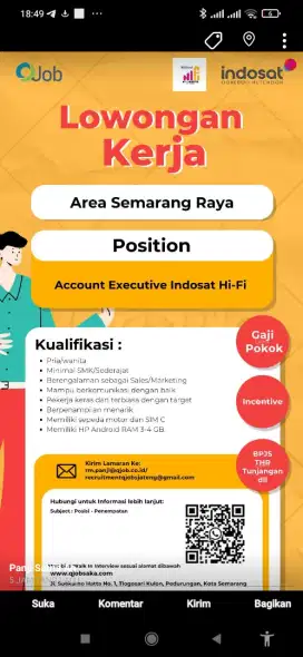 Lowongan Kerja Indosat HI-FI