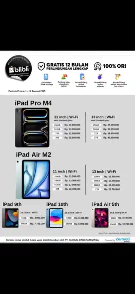 Ipad pro m4 11inch 256GB garansi resmi GDN