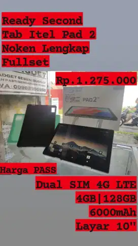 Tablet Itel Pad 2 Ram 4/128GB Noken Lengkap Mulus