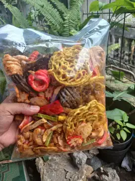 Aneka cemilan seblak kering,keripik tempe crispy dll